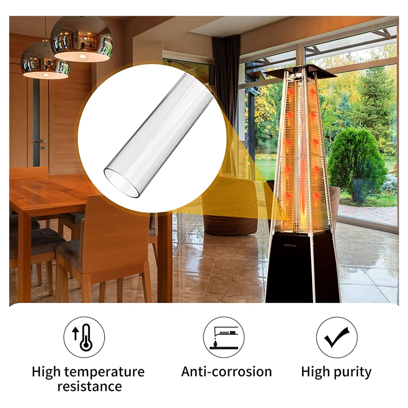 Quartz Patio Heater Glass Tube (Water Hose PVC Pipe Fitting) with Neoprene Ring Silicon Ring Replacement for Outdoor, Camping, Wood Stove, Fireplace,