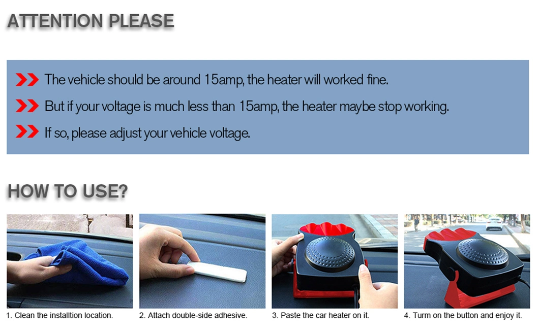 Small 12V Red 2 in 1 Portable Heater/Cooling Fanused for Car Heater Defrosting Fan Car Heater