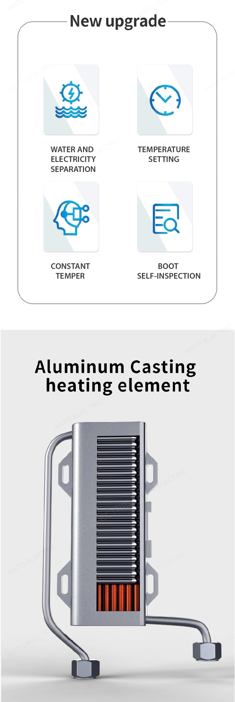 Anto Under Sink Water Heater with Cast Aluminum Heating Element
